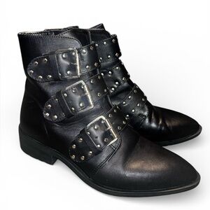 Steven by Steve Madden Black Hazan Boots with Buckles 7.5